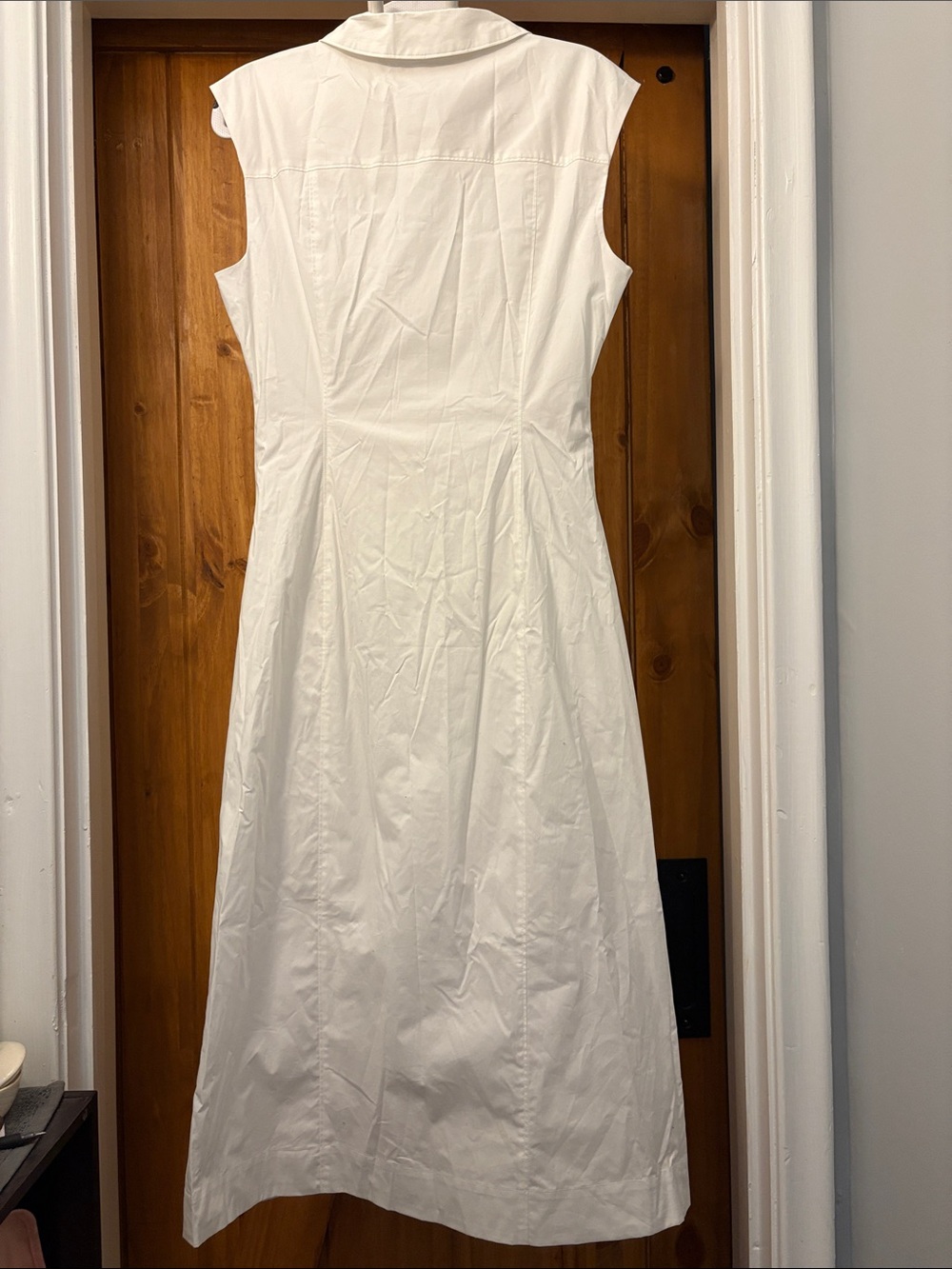 Derek Lam 10 Crosby Poplin Runched Midi Sleeveless Shirtdress Soft white SZ 8 - Picture 6 of 9